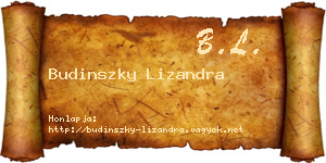 Budinszky Lizandra névjegykártya